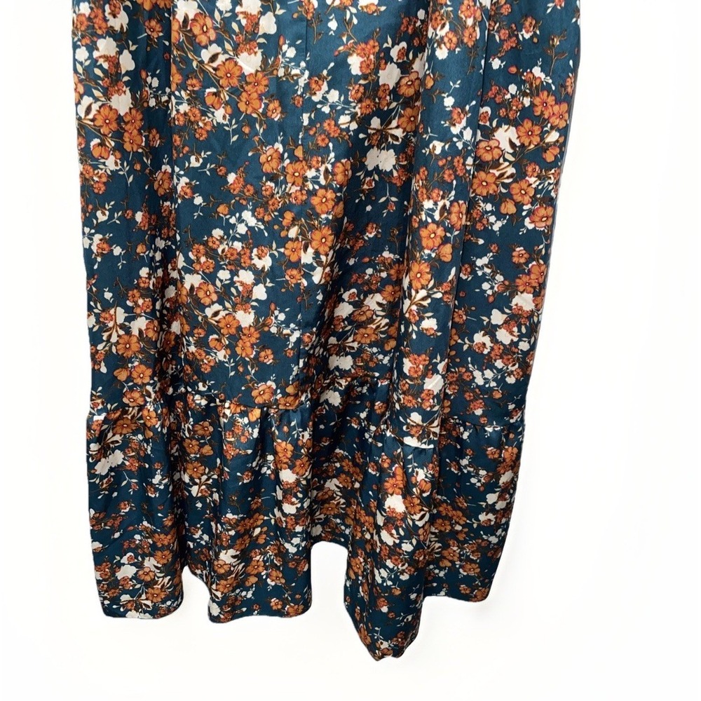 Boho Floral Midi Dress Women's Large Cottagecore Prairie Fall Dress - Picture 8 of 10